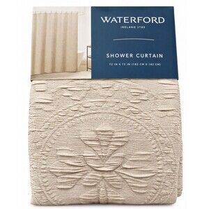 Waterford Luxury Shower Curtain 72x72 Beige Textured Fabric Machine Washable